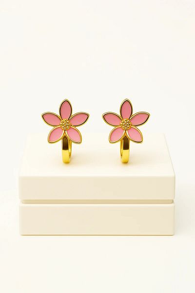 MakeWell Non-Perforated Earrings Ear for Children Without Holes Flower Design Clip-On Children's Earrings