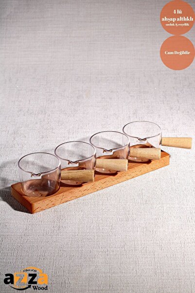 AzzaWood 4-Piece Transparent Wooden Base Sauce Bowl and Jam Bowl (mica) - 80 ml