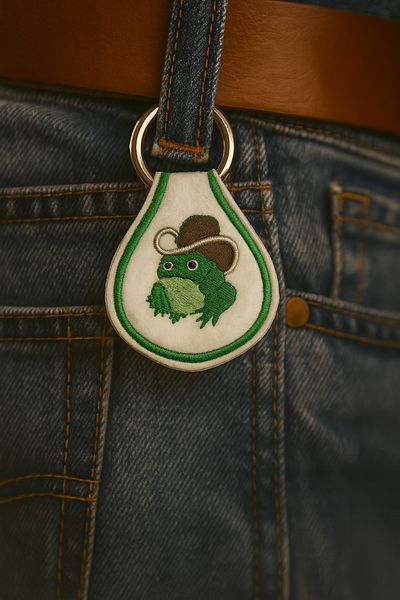 AYDK Cowboy Frog Embroidered Multi-Purpose Keychain Charm – Add Humor and Color to Your Style!