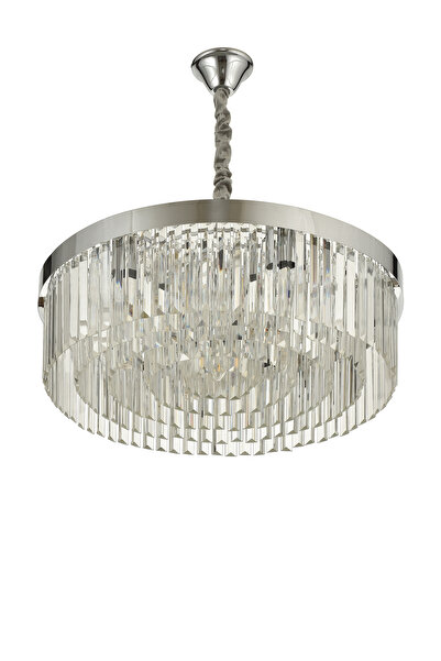 Avizemoda Desina 60 Cm'Lik Kristal Tabut Taşlı Salon Oturma Odası Lüks Avize - KROM Kaplama