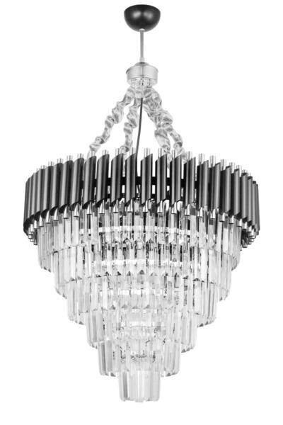 Avizemoda Palmira 60 Cm'lik Kristal Taşlı Lüks Avize 6'lı - (siyah-krom)