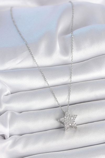 Skygo 316L Steel Silver Color Chain Zircon Stone Star Model Women's Necklace - Tj-Bko10040