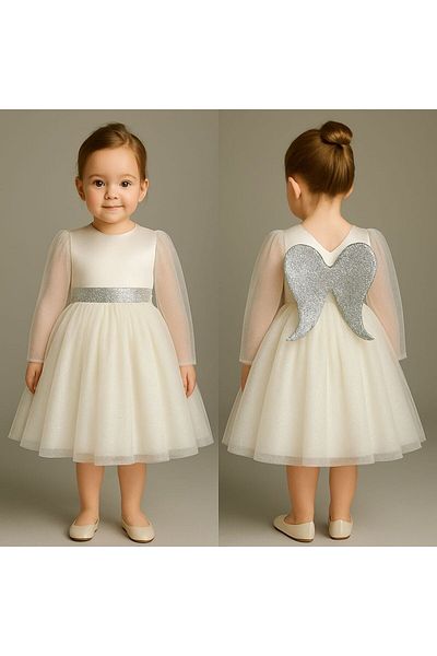 MİNYON BABY Βραδινό φόρεμα για κορίτσι με λεπτομέρεια στην πλάτη (αφαιρούμενο) Νυφικό