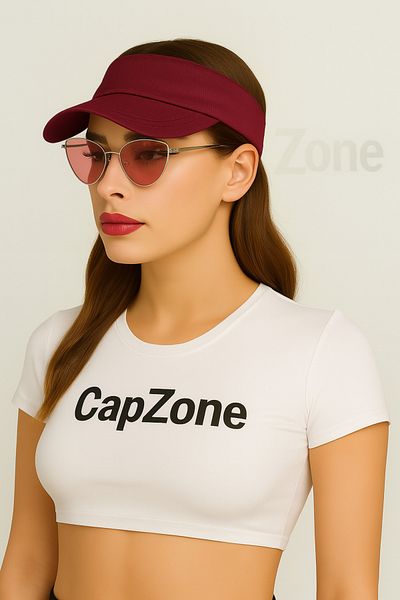 CapZone Visor Hat Unisex Tennis Hat Uv Protection 100% Cotton Claret Red