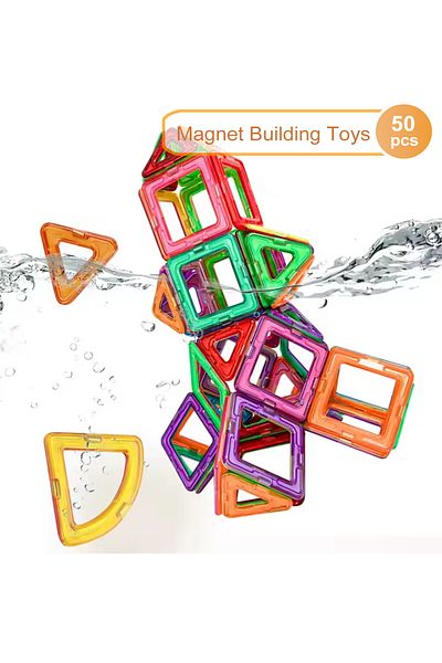BLOCX 50pcs Magnet Building Tiles 50pcs Magnetic Blocks Construction Set Over 3 Year Old Diy Mon