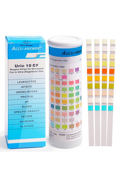 Choice 100pc 10 Parameter Urine Test Strips for Urinalysis(100pc) in Sealed Pouches. Tests for Ketosis, pH,