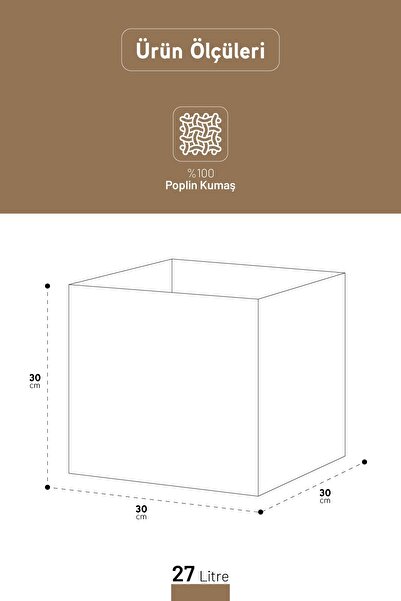 İronika Baby Kapaksız Kutu Dolap İçi Organizer Oyuncak Eşya Çamaşır Saklama Kutusu Düzenleyici 30X30X30