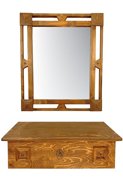 woodopic Arizona Aynalı Ahşap Ceviz Dresuar Minimalist Konsol Komodin