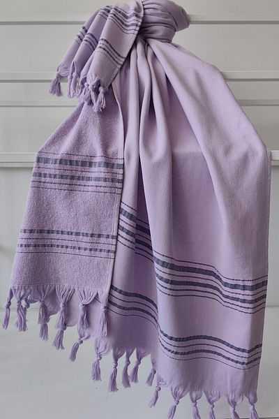 Sevim 90x170cm Λιλά Ριγέ Μαλακό Βαμβακερό Πετσέτα Πεστέμπαλα Υψηλής Απορρόφησης Νερού