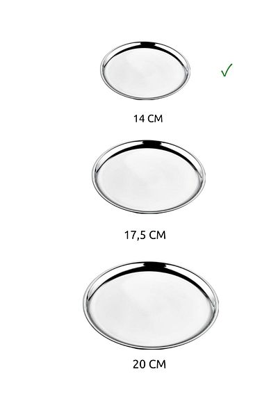 Qualitev Set of 6 Stainless Steel Mini Presentation Plate Snack Plate Breakfast Plate 14 cm
