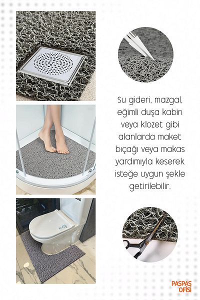 Paspas Yap Bath Mat Shower Cabin Mat Does Not Splash Water Mat Non-Slip Mat (50X50 cm)