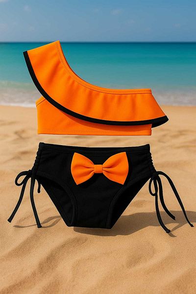 My Kids Wear Παιδικό σετ μπικίνι με μισό μανίκι φιόγκο και δέσιμο στην πλάτη