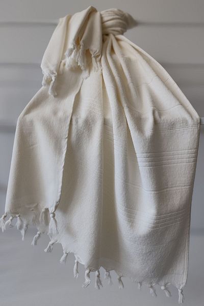 Sevim 100% Cotton Towel Peshtemal 90X170Cm - Beach & Pool Towel - Ecru
