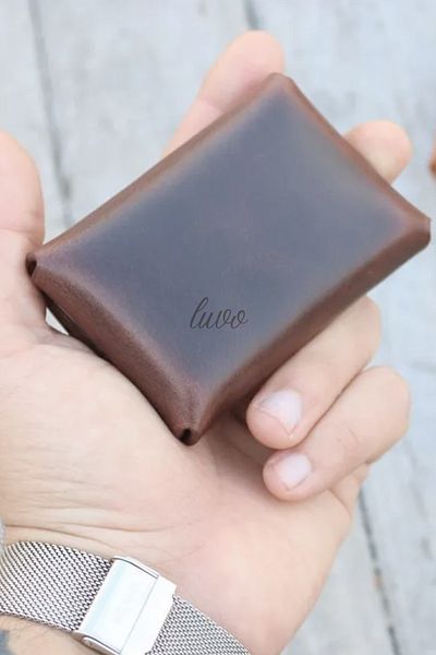luvo Real Leather Handmade Genuine Leather Card Holder Minimalist Premium Velvet Genuine Leather Compact Card Holder