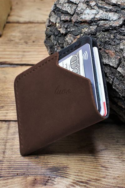 luvo Real Leather Handmade Genuine Leather Card Holder Italian Stitching Premium Velvet Genuine Leather Compact Card Holder