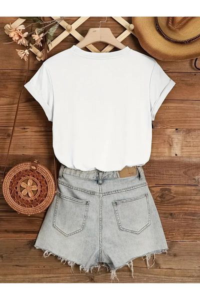 MAGORS Tricou cu mânecă scurtă din bumbac, cu decolteu, cu imprimeu Disney Stitch, pentru copii și adolescenți