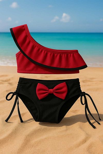 My Kids Wear Παιδικό σετ μπικίνι με μισό μανίκι φιόγκο και δέσιμο στην πλάτη