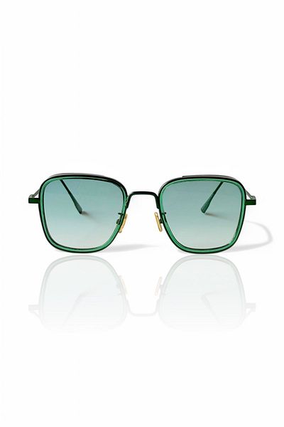 REN EYEWEAR Blue Glass Metal Frame Square Oversized Sunglasses Unisex