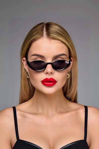 REN EYEWEAR Tina Cat Eye Women's Black Half Frame Sunglasses New Season /Reneyewear