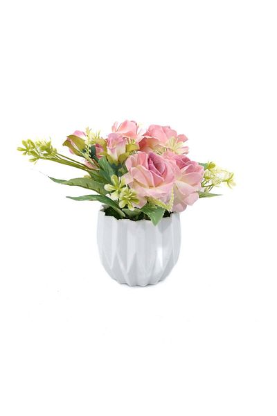 Ella Home Italia Aranjament Cu Trandafiri, Roz, Plastic, 20cm - Roz, Plastic, 20cm