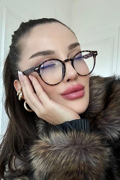 REN EYEWEAR قطع بيضاوي للجنسين - نظارات شاشة زرقاء مستديرة بطبعة جلد الفهد مع حماية من الضوء BLUE BLOCK