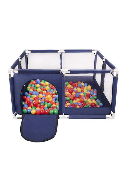 SOLLUXE Tarc De Joacă Pentru Copii Cu Plasă De Protecție Și Ușă Cu Fermoar, 120x120 Cm, Albastru