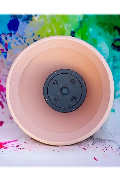 ToXA Begonvil 38 Cm Bej Yuvarlak 23 Litre Beton Görünümlü Plastik Saksı Drenaj Izgaralı Çiçek Saksısı