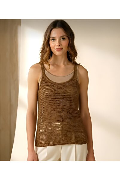 Beauty Omelette Bronze Ajurlu Mini Triko Elbise