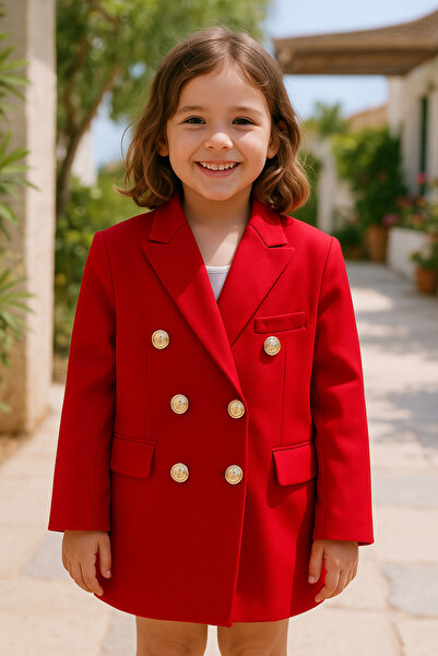 Hilal Akıncı Kids Blazer cu nasturi aurii