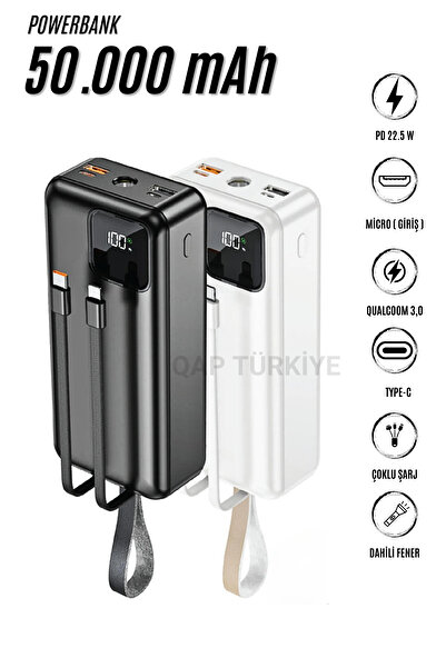 TEKNOHANE 50000 Mah Pd 22,5w 3.0 Qualcomm Hızlı Şarj Power Bank Turbo Hızlı P...