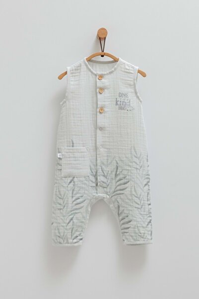 Caramell LITTLE BOY بدلة طويلة بدون أكمام بأزرار أمامية باللون الرمادي