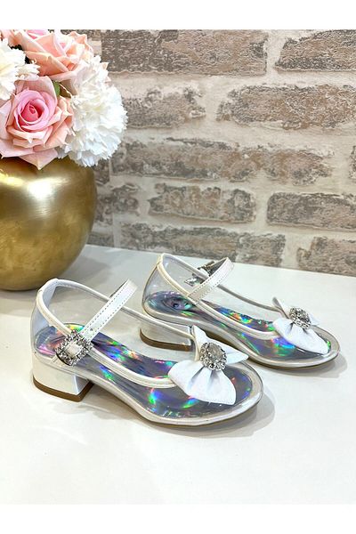 ROSE SHOES KİDS Princess Transparent Glass Look Stone Heel Shoes