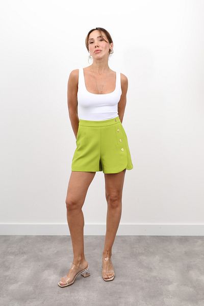 Maldia Shop Γυναικείο πράσινο σορτς με λεπτομέρεια με φερμουάρ
