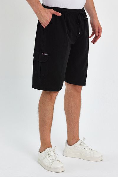 Dechers Καλοκαιρινό λινό Cargo Pocket Elastic, Loose Fit Σκούρο Γκρι Σορτς E201