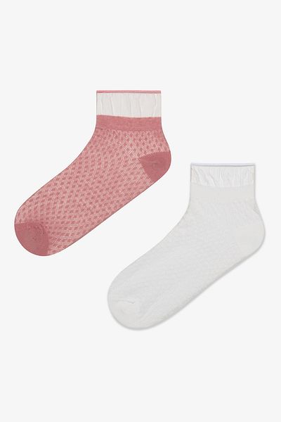 Penti Frill Colosio 2er-Pack rosa-weiße Socken