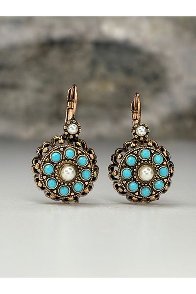 tasarımhikayecisi Mardin's Floral Blue Earrings