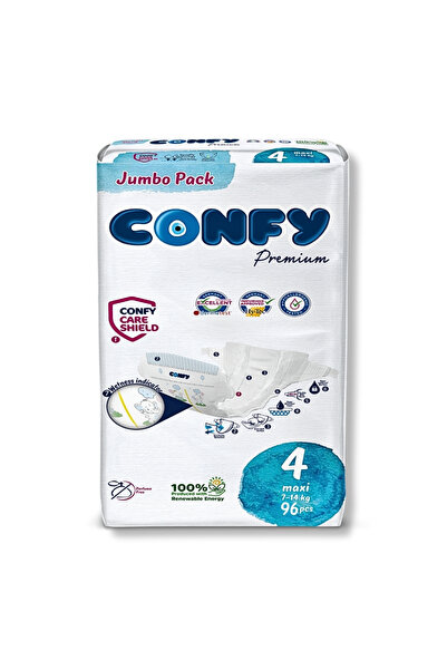 Confy Premium 4 Numara Bebek Bezi Maxi 7 - 14 Kg 96 Adet