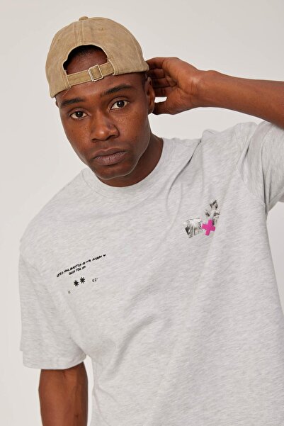 NOMARC Ανδρικό μπλουζάκι με στάμπα με γκρι στάμπα