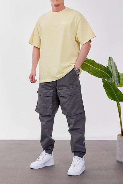 NOMARC Κίτρινο πλενόμενο χοντρό ύφασμα Basic Tshirt