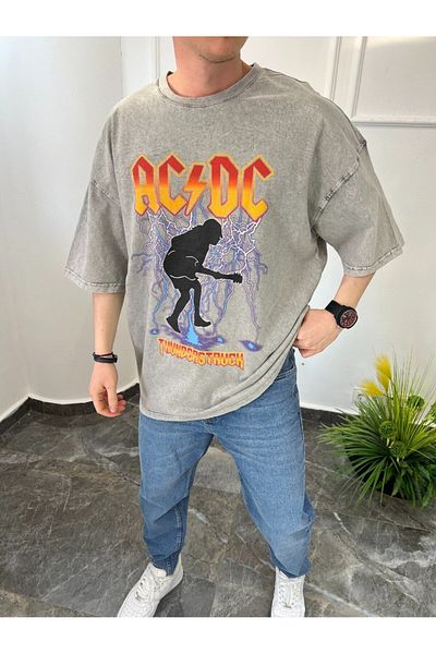NOMARC Γκρι μπλουζάκι που πλένεται Ac/dc