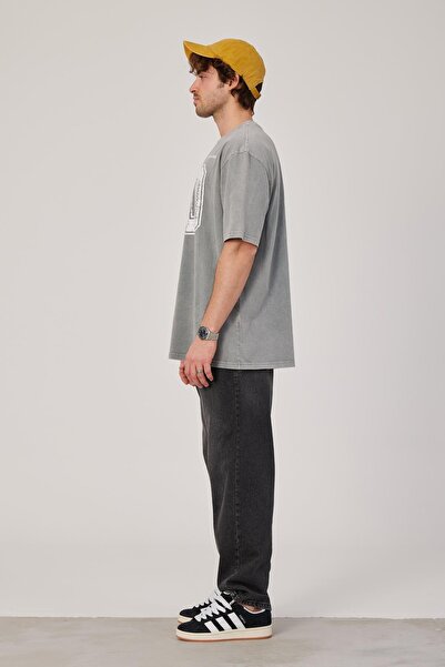 NOMARC Ανδρικό μπλουζάκι με στάμπα 30 αριθμών που πλένεται σε γκρι χρώμα