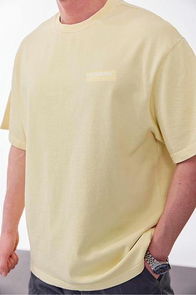 NOMARC Κίτρινο πλενόμενο χοντρό ύφασμα Basic Tshirt