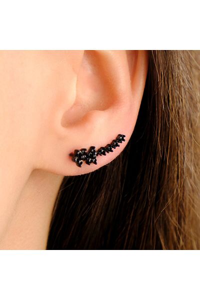 Lekka Design VIP Series Steel Women's Black Luxury Flower Earrings