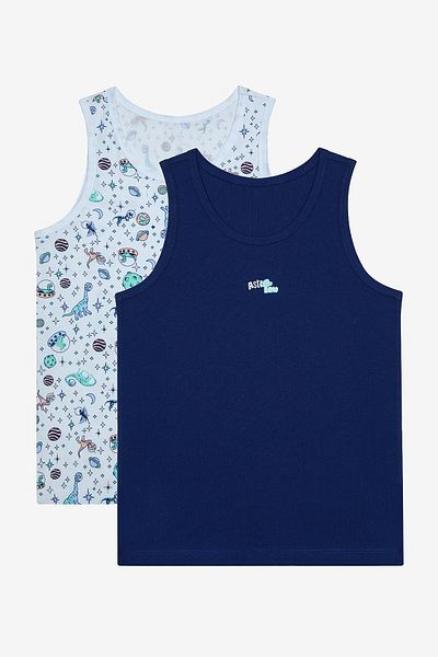 Penti Boy's Astro Dino Multicolor 2-Piece Tank Top