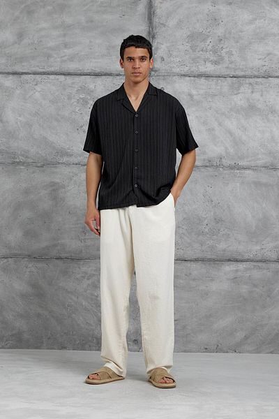 NOMARC Μαύρο πουκάμισο Mrk ριγέ Oversize