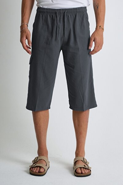 Dechers Erkek Kargo Cep %100 Pamuk Keten Görünümlü Kapri E207