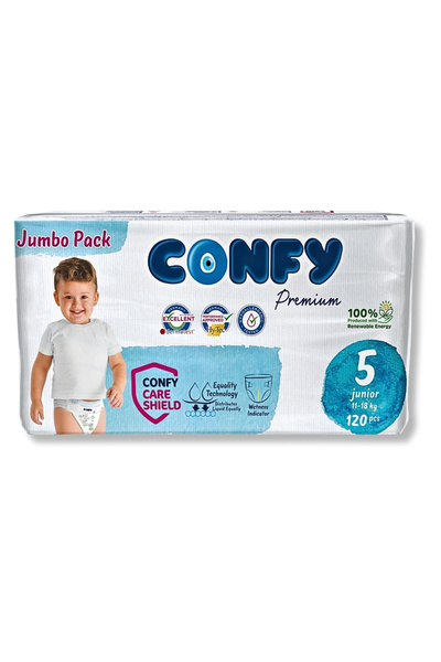 Confy حفاضات أطفال مقاس 5 جونيور 11 - 18 كجم 120 قطعة