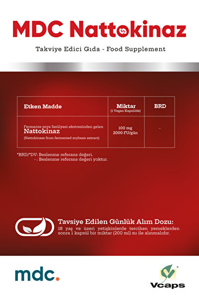 MDC Nattokinaz İçeren 2000 FU 30 Vegan Kapsül