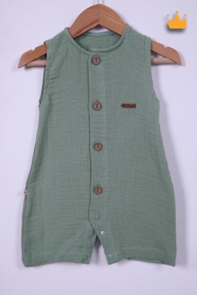 Begisa 100% Cotton Muslin Overalls for Baby Boy - Wide Straps, Snaps 22405