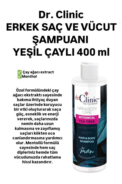 Dr. Clinic Erkek Saç Ve Vücut Şampuanı Yeşil Çaylı 400 ml